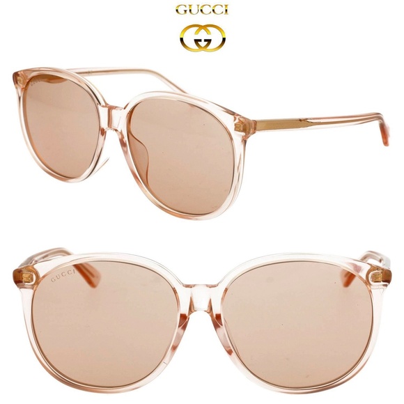 GUCCI GG0261SA 006 SHINY TRANSPARENT ORANGE ROUND SUNGLASSES. 57mm - Picture 1 of 12